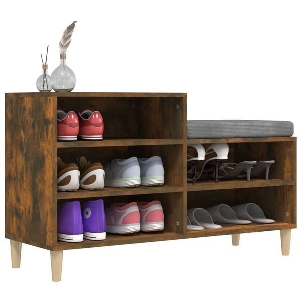vidaXL Shoe Cabinet Smoked Oak 102x36x60 cm Engineered Wood