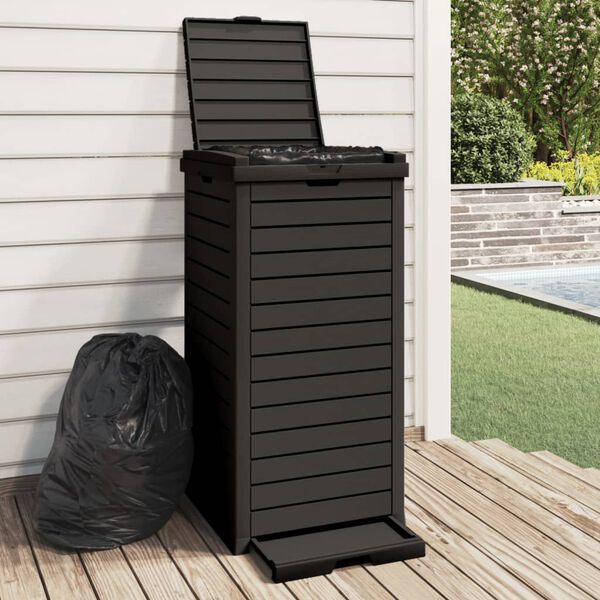 vidaXL Outdoor Garbage Bin Black 41x41x86 cm Polypropylene