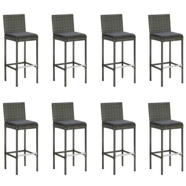 vidaXL 9 Piece Outdoor Bar Set with Anthracite Cushions Poly Rattan