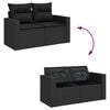 vidaXL 10 Piece Garden Sofa Set with Cushions Black Poly Rattan