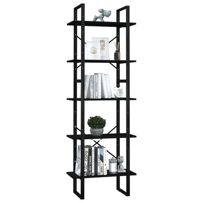 vidaXL 5-Tier Book Cabinet Black 60x30x175 cm Pinewood