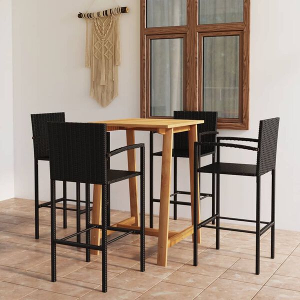 vidaXL 5 Piece Garden Bar Set Black