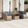 vidaXL 10 Piece Garden Sofa Set with Cushions Beige Poly Rattan