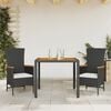 vidaXL 3 Piece Garden Dining Set with Cushions Black Poly Rattan
