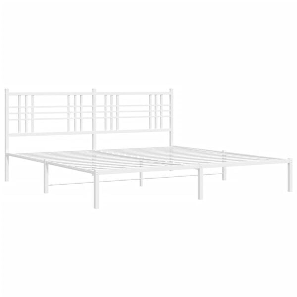 vidaXL Metal Bed Frame without Mattress with Headboard White 180x200cm