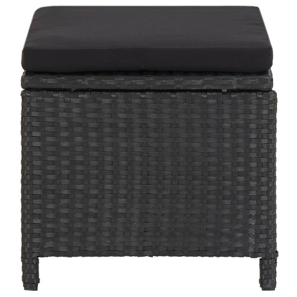 vidaXL Garden Stools 4 pcs with Cushions Poly Rattan Black