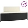 vidaXL Spa Benches with Cushions 2 pcs Black Poly Rattan