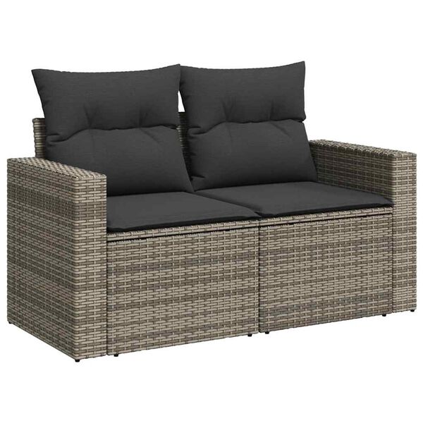 vidaXL 6 Piece Garden Sofa Set with Cushions Grey Poly Rattan