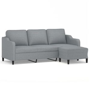 vidaXL 3-Seater Sofa with Footstool Light Grey 180 cm Fabric