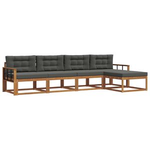 vidaXL Outdoor Sofa Set 5 pcs Natural and Anthracite