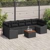 vidaXL Garden Sofa Set with Cushion 8 pcs Black Poly Rattan