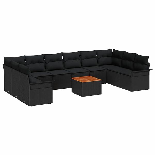 vidaXL Garden Sofa Set with Cushion with Storage Manual 11 pcs Black
