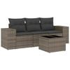 vidaXL 4 Piece Garden Sofa Set with Cushions Grey Poly Rattan