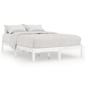 vidaXL Bed Frame without Mattress White Solid Wood King Size
