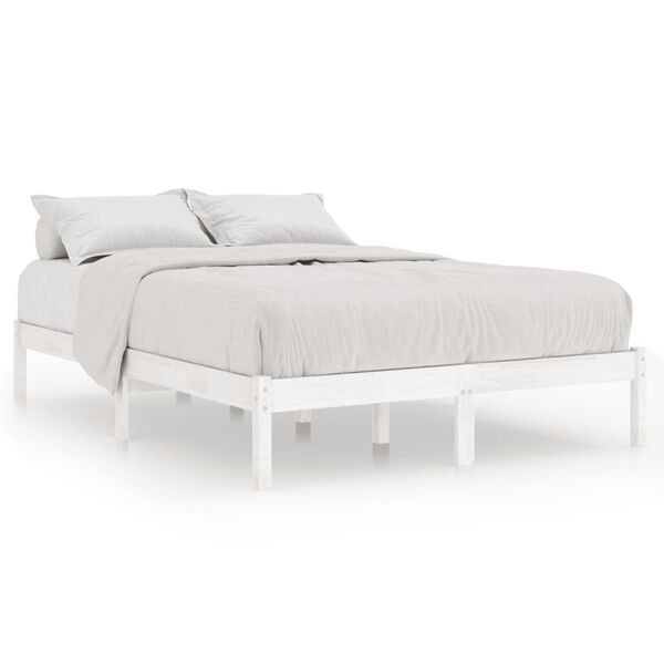vidaXL Bed Frame without Mattress White Solid Wood King Size