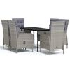 vidaXL 7 Piece Outdoor Dining Set with Cushions Grey and Black