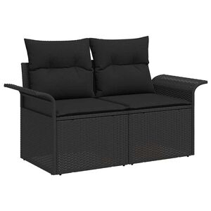 vidaXL Garden Sofa Set 7 pcs 6-Seater Black Poly Rattan