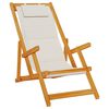 vidaXL Folding Beach Chair with Armrests Light Grey Acacia Wood & Textilene