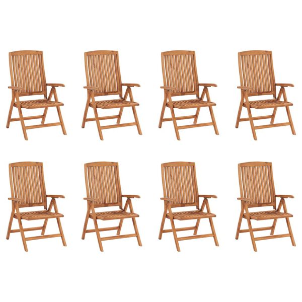 vidaXL Reclining Garden Chairs 8 pcs Solid Teak Wood