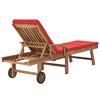 vidaXL Sun Loungers with Cushions 2 pcs Solid Teak Wood Red