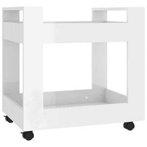 vidaXL Desk Trolley High Gloss White 60x45x60 cm Engineered Wood