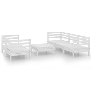 vidaXL 6 Piece Garden Lounge Set White Solid Pinewood