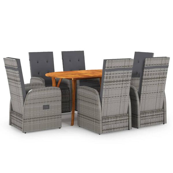 vidaXL 7 Piece Garden Dining Set Grey