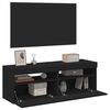 vidaXL TV Cabinets with LED Lights 2 pcs Black 60x35x40 cm