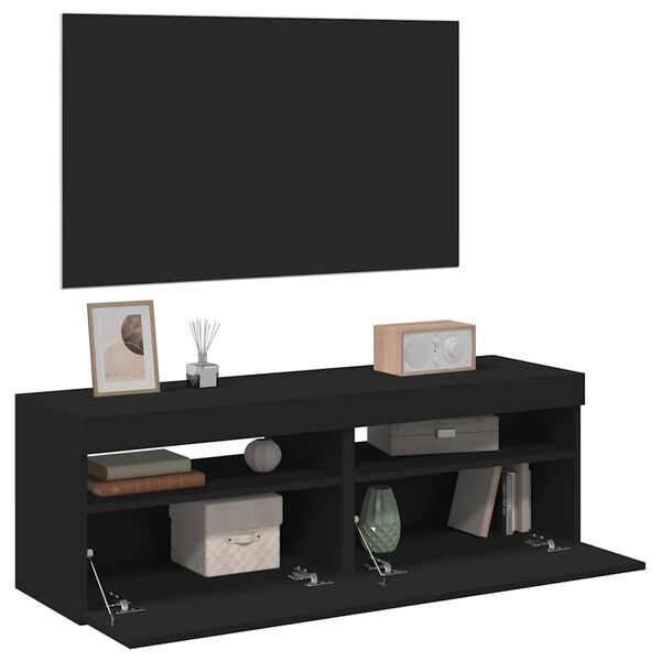vidaXL TV Cabinets with LED Lights 2 pcs Black 60x35x40 cm