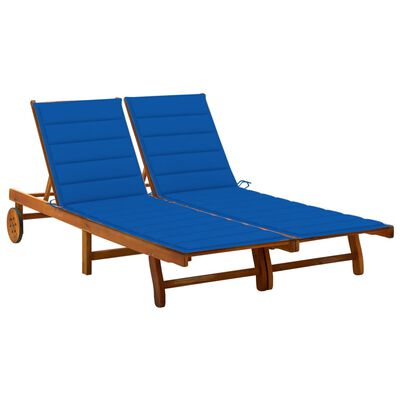 vidaXL 2-Person Garden Sun Lounger with Cushions Solid Acacia Wood