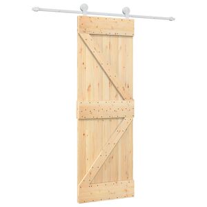 vidaXL Sliding Door Natural and White 70 x 210 cm Solid Pine Wood