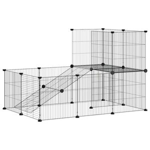 vidaXL 20-Panel Pet Cage with Door Black 35x35 cm Steel