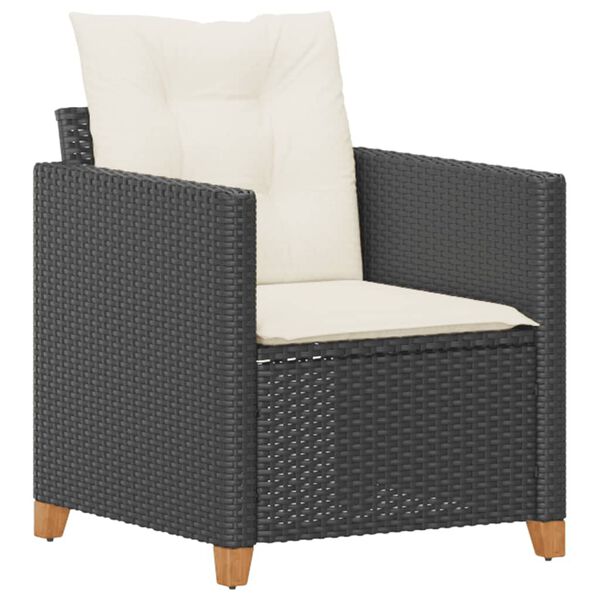 vidaXL Garden Chair with Cushions Black Poly Rattan