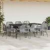 vidaXL 9 Piece Garden Dining Set with Cushions Grey Poly Rattan Glass