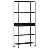 vidaXL Book Cabinet | Black, Natural Wood | Rough Mango Wood, Iron | Large
