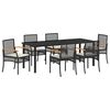 vidaXL Garden Dining Set 7 pcs Black Rattan