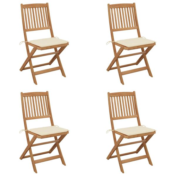 vidaXL Folding Garden Chairs 4 pcs with Cushions Solid Wood Acacia