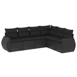 vidaXL 6 Piece Garden Sofa Set with Cushions Black Poly Rattan