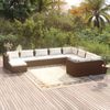 vidaXL 10 Piece Garden Lounge Set with Cushions Poly Rattan Brown