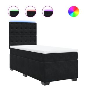 vidaXL Box Spring Bed with Mattress Black King Single Velvet