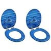 vidaXL WC Toilet Seats with Soft Close Lid 2 pcs MDF Blue Water Drop Design