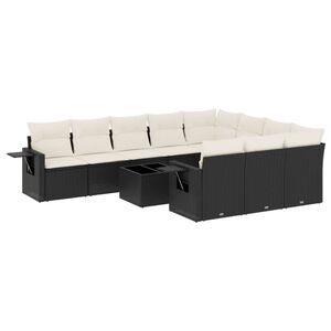 vidaXL 11 Piece Garden Sofa Set with Cushions Black Poly Rattan