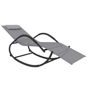 vidaXL Rocking Sun Lounger Grey Steel and Textilene