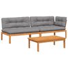 vidaXL 3 Piece Garden Pallet Sofa Set with Cushions Solid Wood Acacia