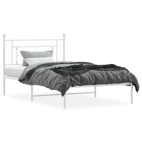 vidaXL Metal Bed Frame without Mattress with Headboard White 107x203cm