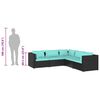 vidaXL 5 Piece Garden Lounge Set with Cushions Poly Rattan Black