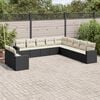 vidaXL 11 Piece Garden Sofa Set with Cushions Black Poly Rattan