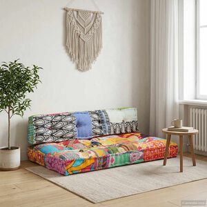 vidaXL Pallet Sofa Cushion Multicolour Fabric Patchwork