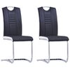 vidaXL Cantilever Dining Chairs 2 pcs Black Faux Leather