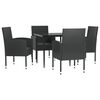 vidaXL 5 Piece Garden Dining Set Black Poly Rattan and Steel